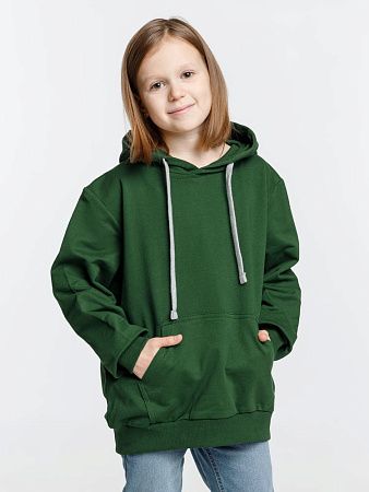 Толстовка с капюшоном детская Kirenga Kids, темно-зеленая, размер 12 лет (142-152 см)