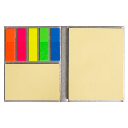 Набор цветных бумажных стикеров  Stick and Fun в твердом переплете, 50 листов в блоке,  размер 8*10,5*1 см, серебристый