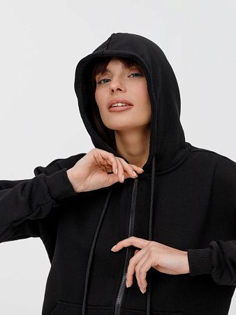 Толстовка унисекс оверсайз на молнии Zippy Terry, черная, размер XS/S