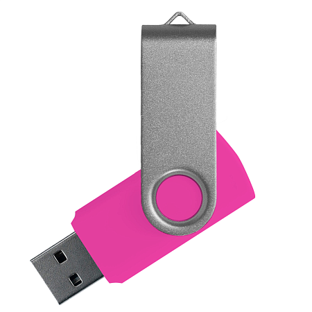 Флеш накопитель USB 2.0 Twister Сolor Mix 16GB, пластик Софт Тач/металл, розовый/серебристый
