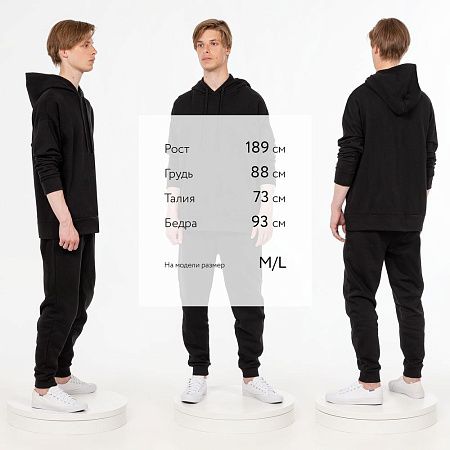 Худи унисекс H2, черное, размер XS/S