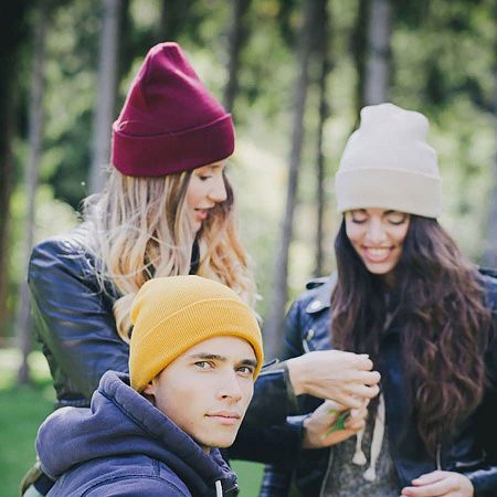 Шапка вязаная  двойная Wind с отворотом