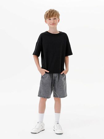 Футболка детская оверсайз Teezer, черная, размер 6 лет (110-116 см)