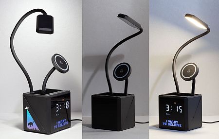 Лампа "Smart Flex" с беспроводным 3в1 (15W) ЗУ с MagSafe, часами, карандашницей и подсветкой логотипа