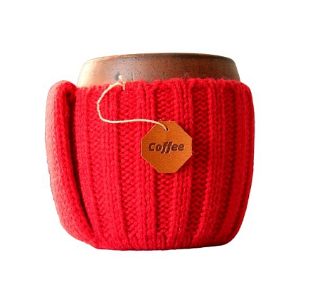 Керамическая кружка в вязаном чехле, ручная работа, 450 мл