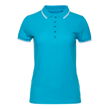 Рубашка поло женская STAN с окантовкой хлопок/полиэстер 185, 04BK, Бирюзовый,  (32)  (42/XS)
