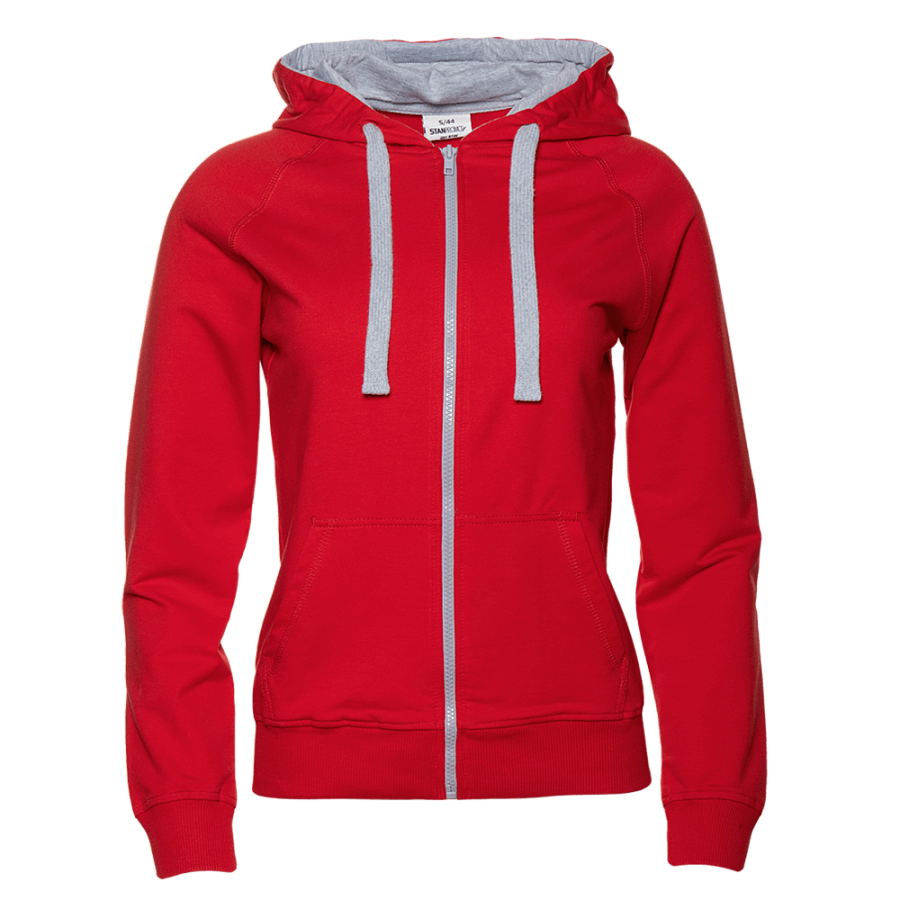 Толстовка женская STAN с капюшоном на молнии футер без начёса, 260, 61W, Красный,  (14)  (48/L)