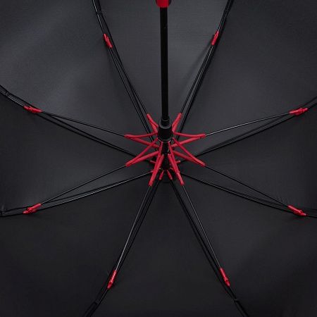 Зонт-трость Hidecolor с цветными спицами, черный с красным