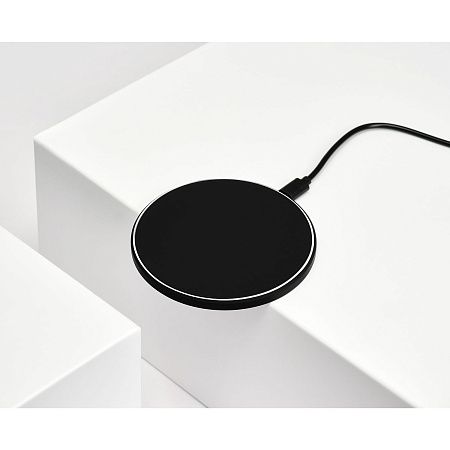 Беспроводное зарядное устройство с подсветкой 15W Аурис (Auris), черное