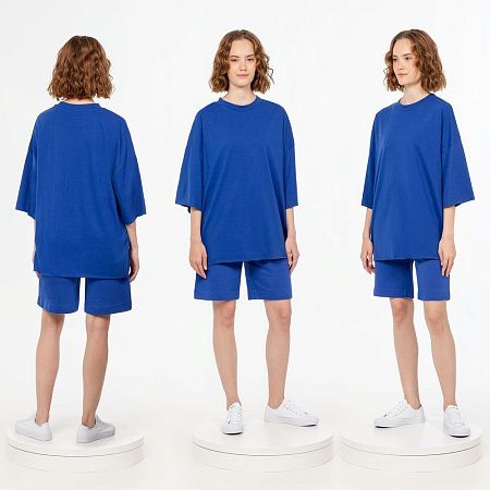 Футболка унисекс оверсайз T1, синяя, размер XS/S