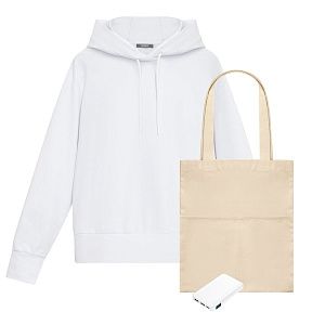 Набор с одеждой Алекс (ALEX) (худи, аккумулятор, шоппер), белый, XL