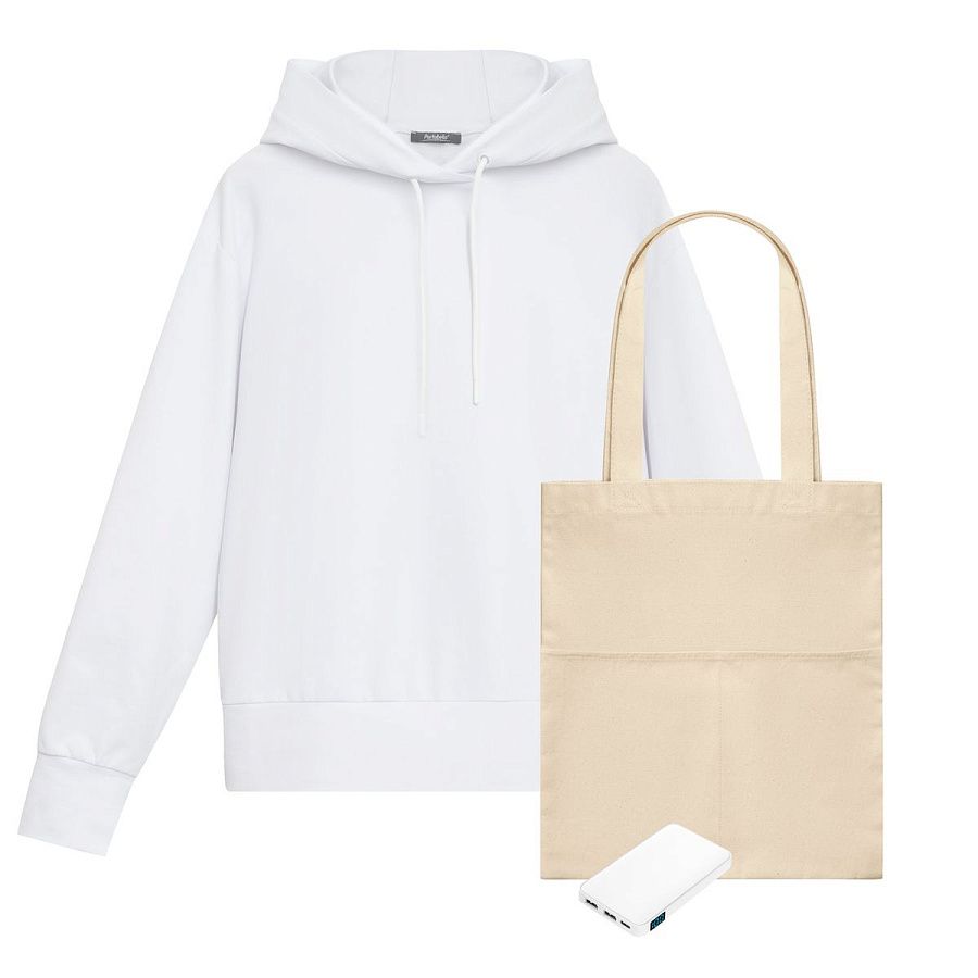 Набор с одеждой Алекс (ALEX) (худи, аккумулятор, шоппер), белый, XL