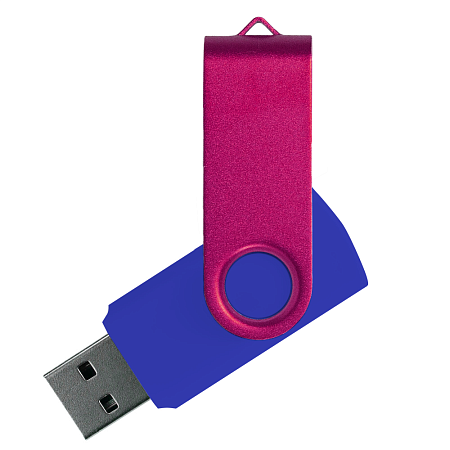 Флеш накопитель USB 2.0 Twister Сolor Mix 16GB, пластик Софт Тач/металл, синий/розовый