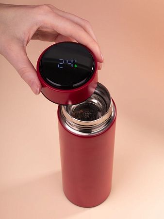 Смарт-бутылка с заменяемой батарейкой Long Therm, красная