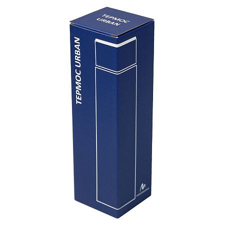 Термос вакуумный стальной Urban двухстеночный с медной изоляцией 450 мл, крышка с дисплеем, темно-синий софт тач