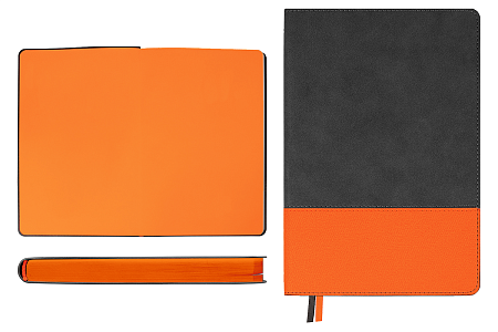 Ежедневник Flexy Treviso Nuba Sand Color А5, серый/оранжевый, недатированный, в гибкой обложке