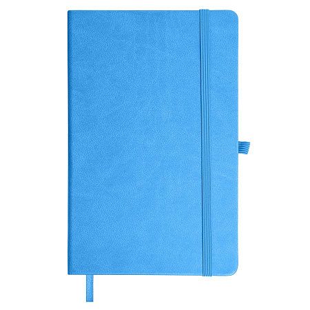 Бизнес-блокнот "Justy", 130*210 мм, светло-голубой, твердая обложка,  резинка 7 мм, блок-линейка