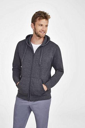 Толстовка мужская на молнии с капюшоном Seven Men, серый меланж, размер S