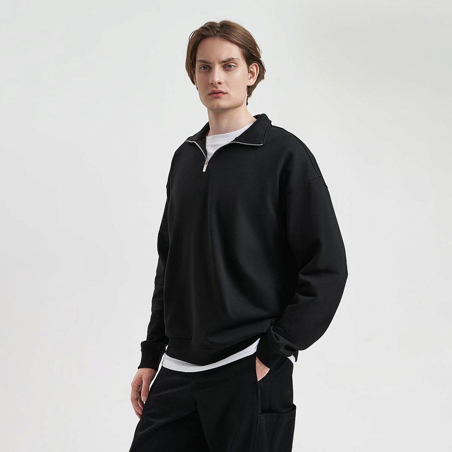 Толстовка на молнии унисекс Флоу (Flow), черная, размер XS/S