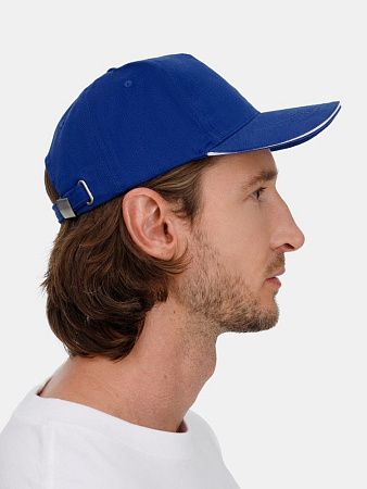 Бейсболка Classic 2.0, ярко-синяя с белым кантом