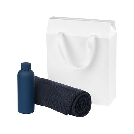 Подарочный набор Прима (Prima), синий (термобутылка, плед)