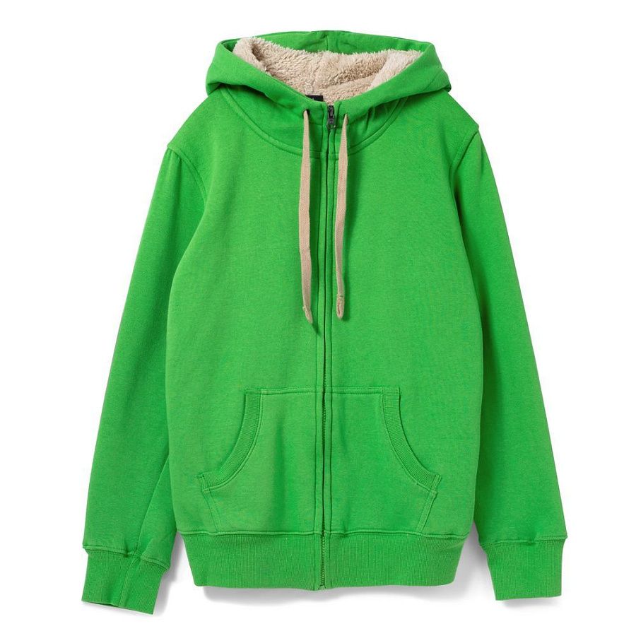 Толстовка унисекс на молнии Sherpa 280, ярко-зеленая, размер M