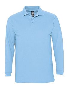 Рубашка поло мужская с длинным рукавом Winter II 210 бежевая под нанесение