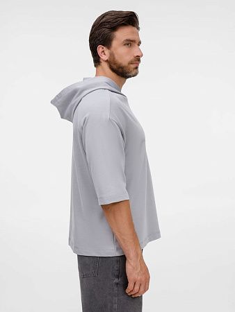 Футболка оверсайз унисекс с капюшоном Neofit, светло-серая, размер XS/S