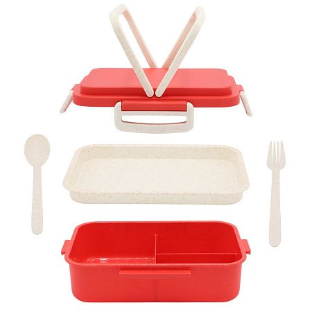 Ланчбокс (контейнер для еды) Inar из пшеничного волокна, красный.