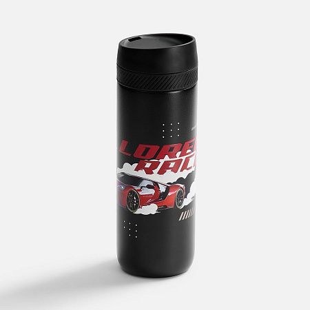 Термостакан X1 с цветной кнопкой, черный с белым