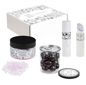 Подарочный набор "Чистое счастье": массажер для глаз, соль для ванны, вишня в шоколаде