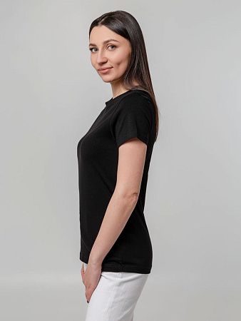 Футболка женская T-bolka Stretch Lady, черная, размер L