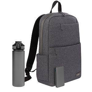 Подарочный набор Форст (Forst), серый (бутылка, ЗУ, рюкзак)