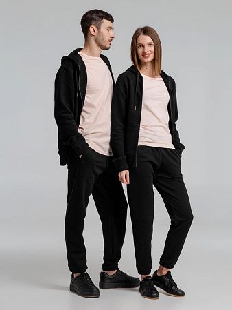 Толстовка на молнии с капюшоном унисекс King, черная, размер S