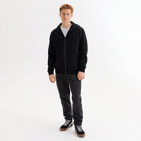Толстовка на молнии с капюшоном Матео (Mateo) черная, размер L