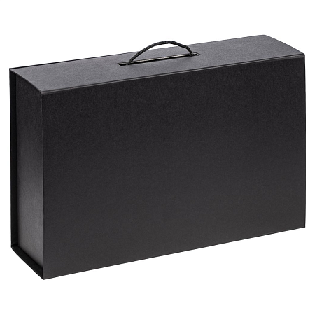 Подарочная коробка, размер 39*26,3*11 см, Solution Prestige Big Case Soft с магнитным клапаном и ручкой , черная