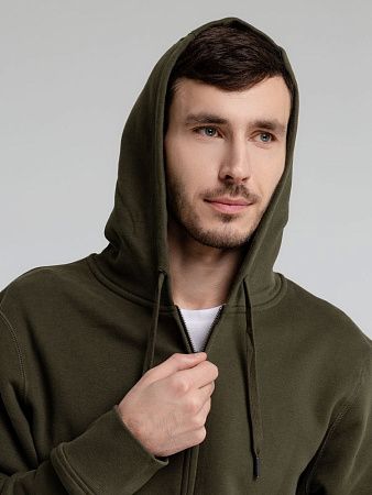 Толстовка на молнии с капюшоном унисекс King, хаки, размер XS