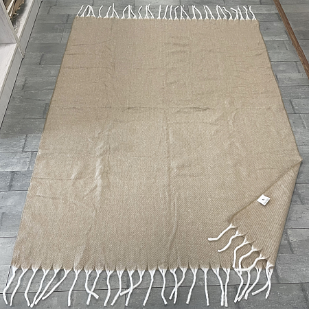 Плед акриловый Super Soft Nature размер 120*160 см, бежевый, плотность 450гр/м2,  в подарочной белой крафтовой коробке с окошком