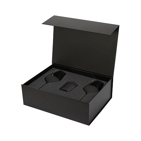 Подарочный набор свеча Энигма (Enigma) + 2 бокала для вина Блэк Эдишн (Black Edition) в черной коробке
