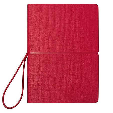 Блокнот А6 Van Diemen, со стикерами, в гибкой обложке c резинкой в линейку, красный