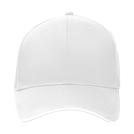 Кепка 6-панельная  Shefild  250, c белым сендвичем, белая