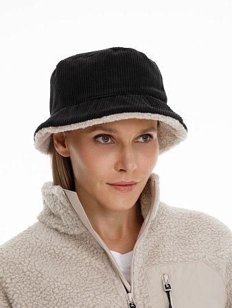 Панама Bucket двусторонняя утепленная, темно-серая с бежевым, размер S/M