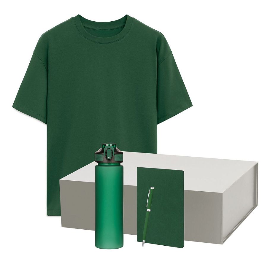 Набор с одеждой Раст Нео (Rust Neo) (футболка, бутылка, ежедневник, ручка), зеленый, 3XL/4XL