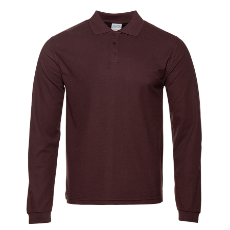 Рубашка поло унисекс STAN длинный рукав хлопок/полиэстер 185, 04S, Тёмно-Шоколадный,  (107)  (44/XS)
