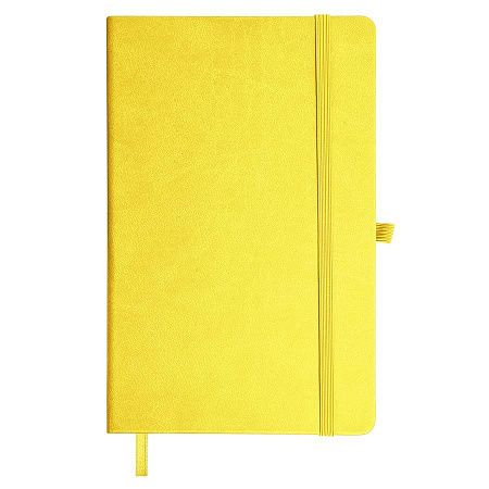 Бизнес-блокнот "Justy", 130*210 мм, желтый, твердая обложка,  резинка 7 мм, блок-линейка