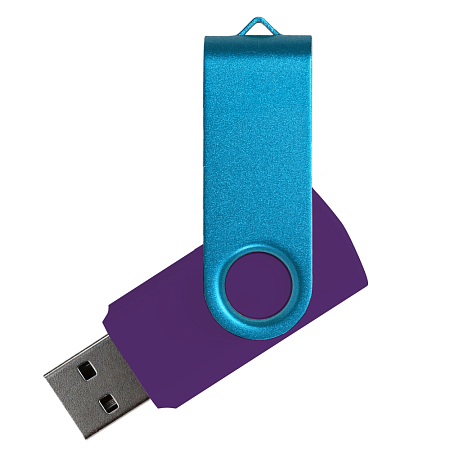 Флеш накопитель USB 2.0 Twister Сolor Mix 16GB, пластик Софт Тач/металл, фиолетовый/голубой