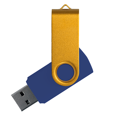 Флеш накопитель USB 2.0 Twister Сolor Mix 16GB, пластик Софт Тач/металл, темно-синий/желтый