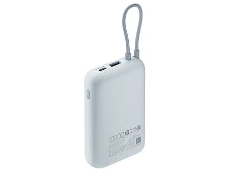 Внешний аккумулятор со встроенным кабелем Mi Power Bank (Integrated Cable), 10000 мАч, цвет: голубой