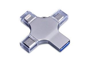 USB 3.0-флешка на 32 Гб 4-в-1 с разъемами Micro USB, Type-C и Lightning