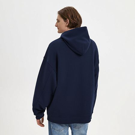 Худи оверсайз унисекс Фьюжн (Fusion), темно-синий, размер XL/2XL